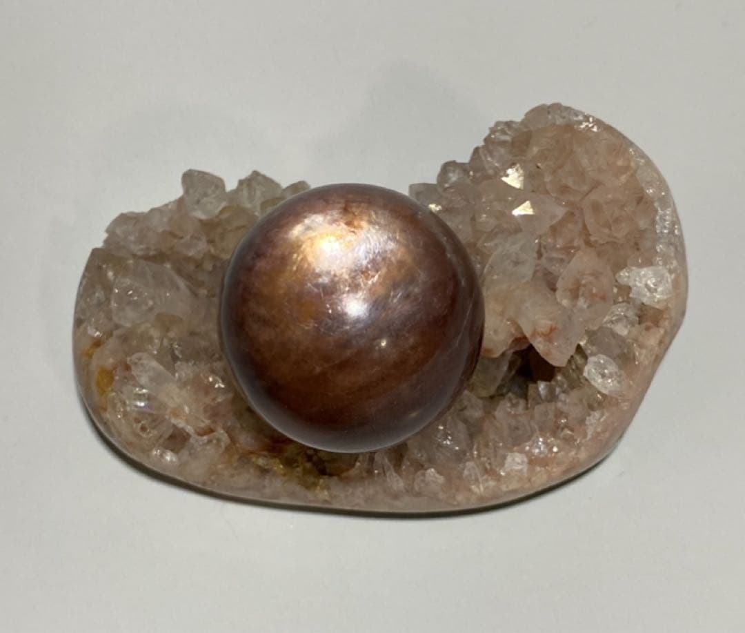 天然石　スフィア　丸玉　ブラウンピンクマイカ　レピドライト