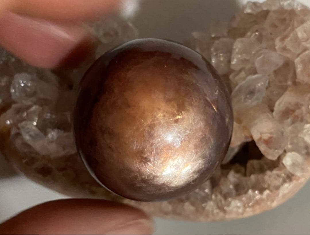 天然石　スフィア　丸玉　ブラウンピンクマイカ　レピドライト