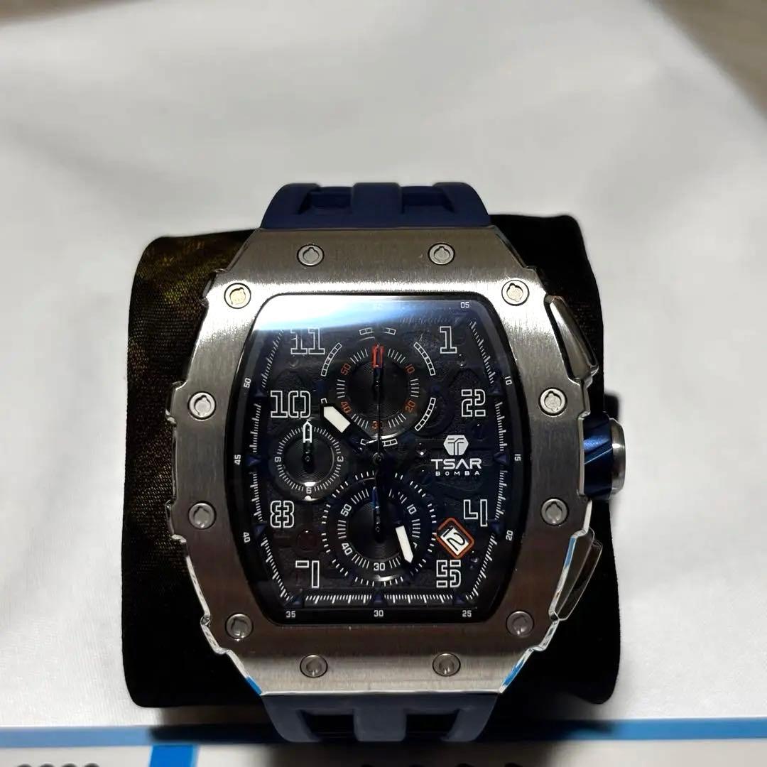 TSAR クロノグラフ ネイビー ラバーベルト 時計