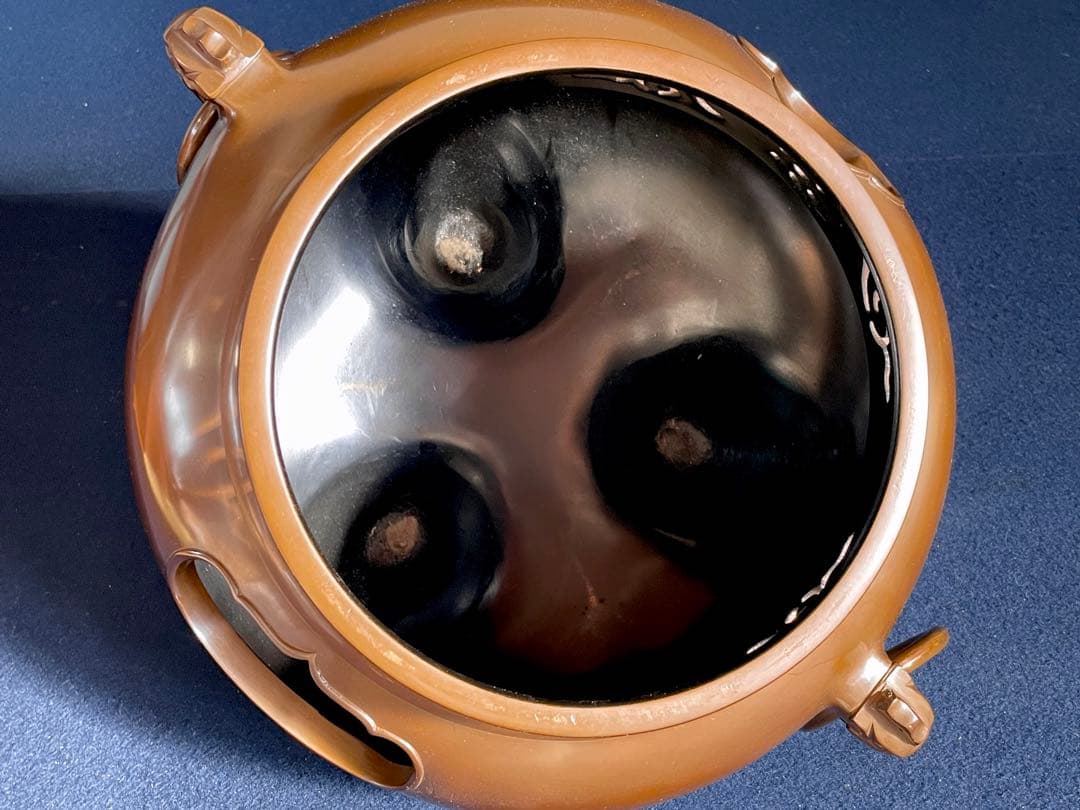 割引❣️【美品】「祖」 唐銅 鬼面風炉 釜師 莎村 共箱 共布 （1030あ莎）