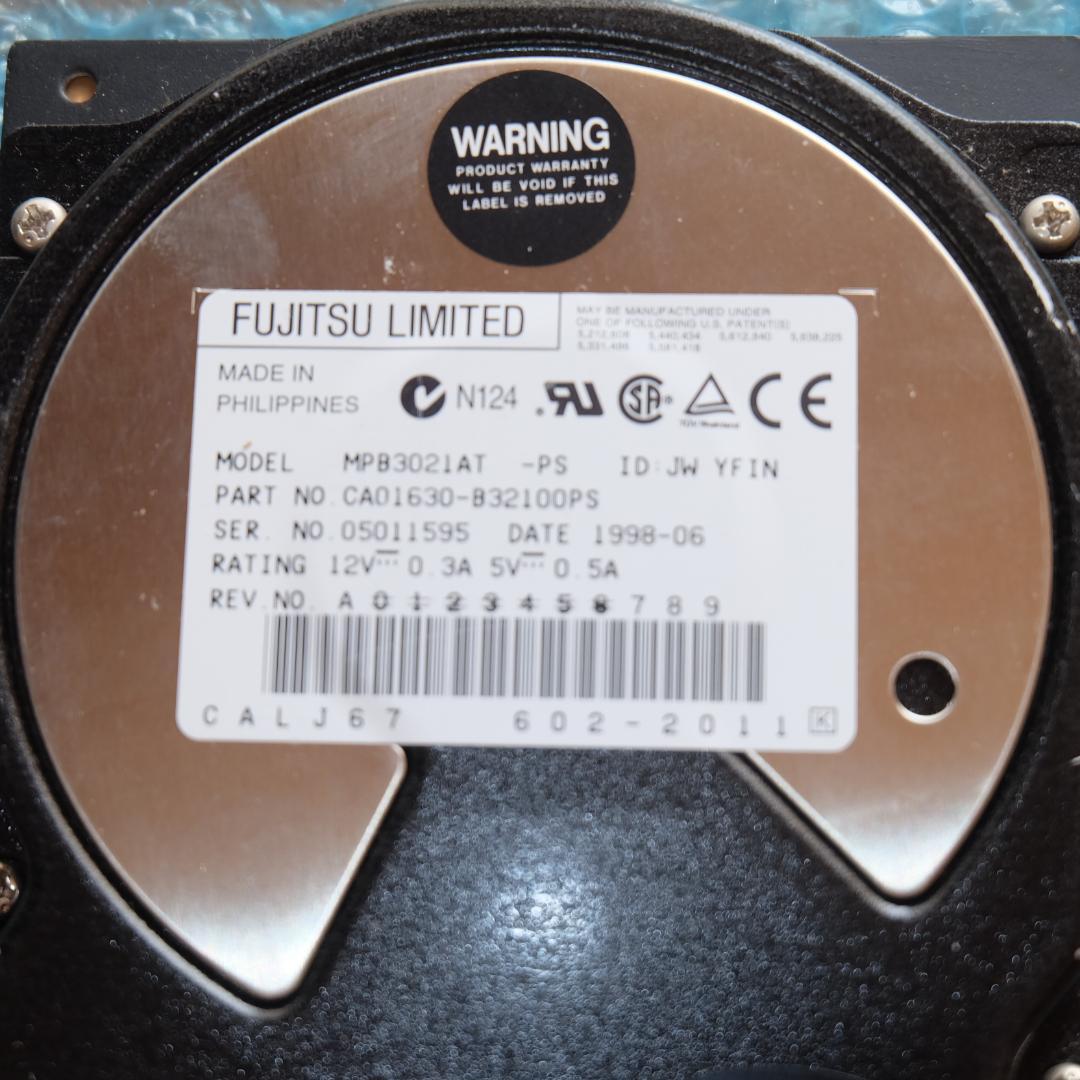 使用時間0時間 富士通 IDE HDD 2.1GB MPB3021AT