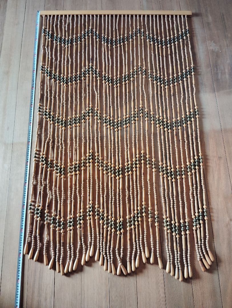 重量あります　ロング　昭和レトロ　木製珠すだれ　珠のれん　木製ヴィンテージ