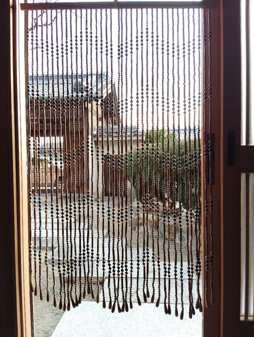 重量あります　ロング　昭和レトロ　木製珠すだれ　珠のれん　木製ヴィンテージ