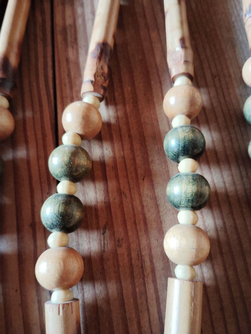 重量あります　ロング　昭和レトロ　木製珠すだれ　珠のれん　木製ヴィンテージ