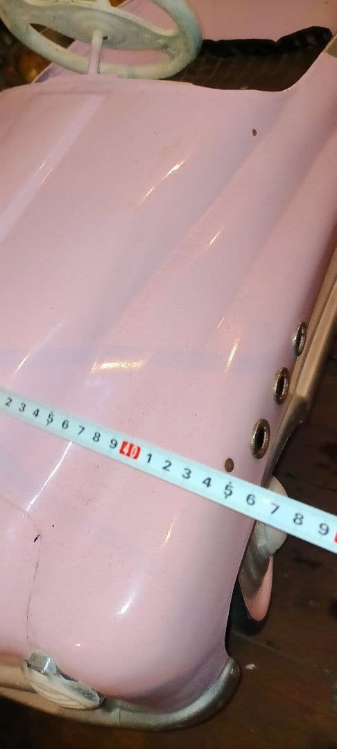 希少ブリキ 足こぎペダルカークラッシクカー旧車 ピンク SUPER SPORT