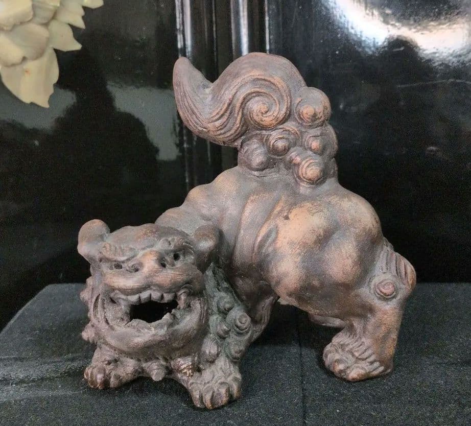 威風堂々★備前焼★狛獅子★獅子★骨董品 縁起物 古美術