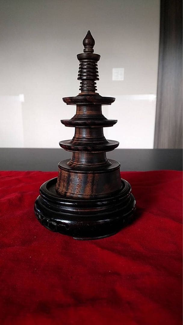 百万塔　黒檀　縞黒壇　アンティーク　花台　唐木　古美術　香炉台　陀羅尼経　仏像