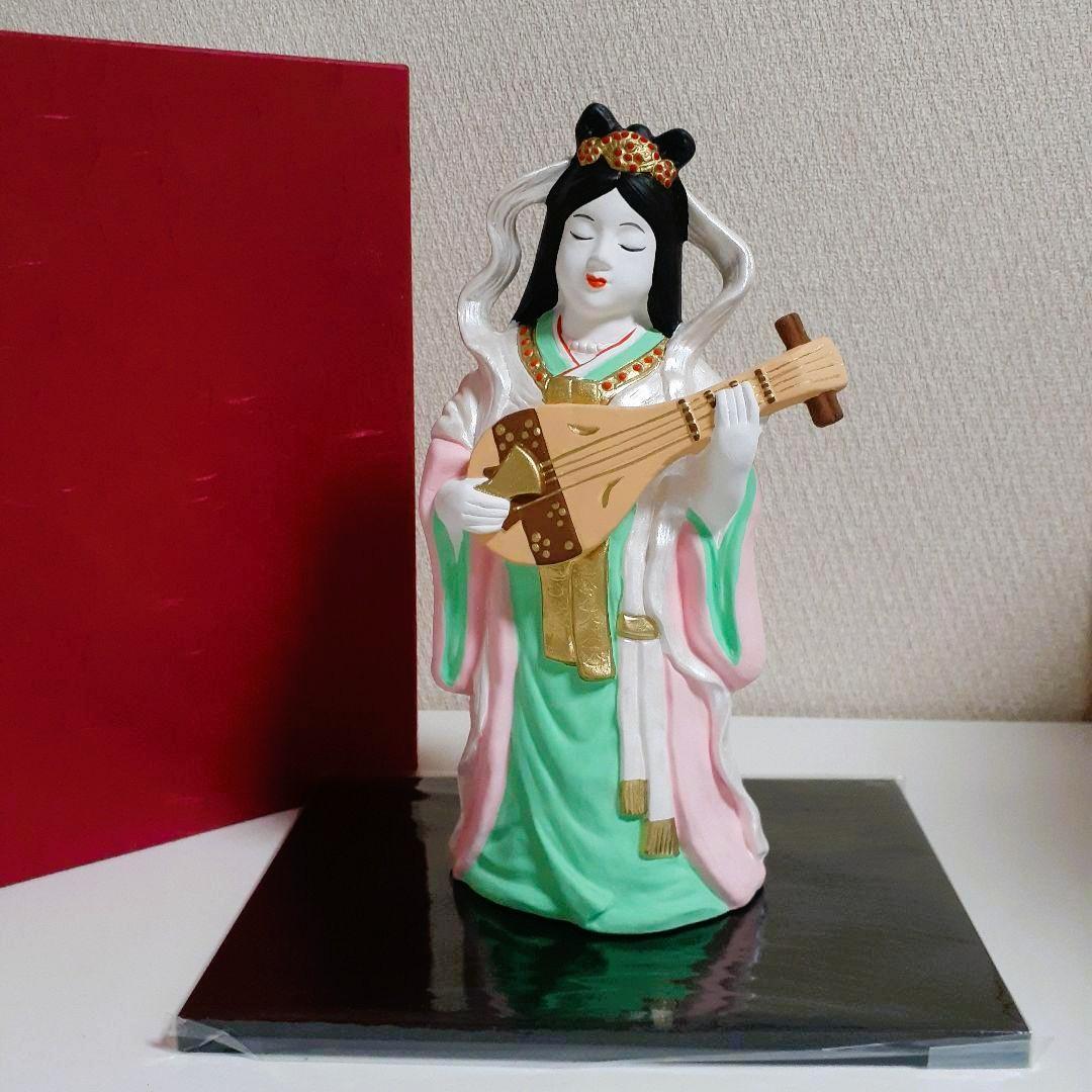 092　開運招福の縁起物！陶器製　笑門七福神　弁財天　特大 昭峰作