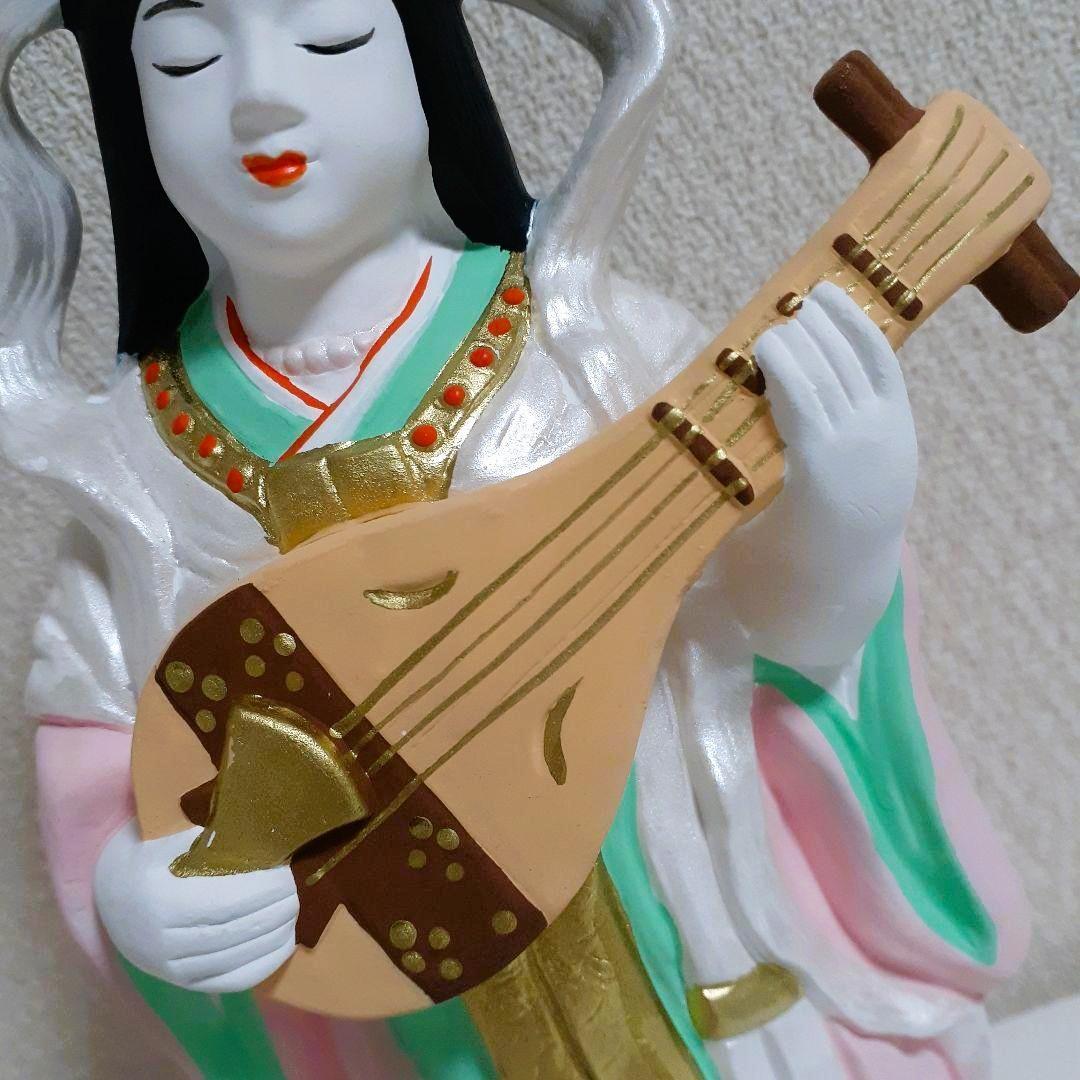 092　開運招福の縁起物！陶器製　笑門七福神　弁財天　特大 昭峰作