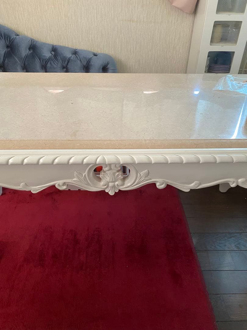 希少 ピンク 大理石天板♦️最高級 猫脚 ロココ ヴィンテージ テーブル♦️送料込