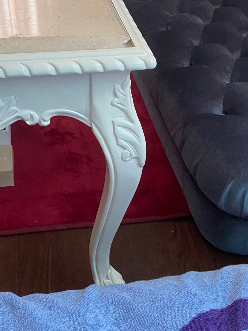 希少 ピンク 大理石天板♦️最高級 猫脚 ロココ ヴィンテージ テーブル♦️送料込