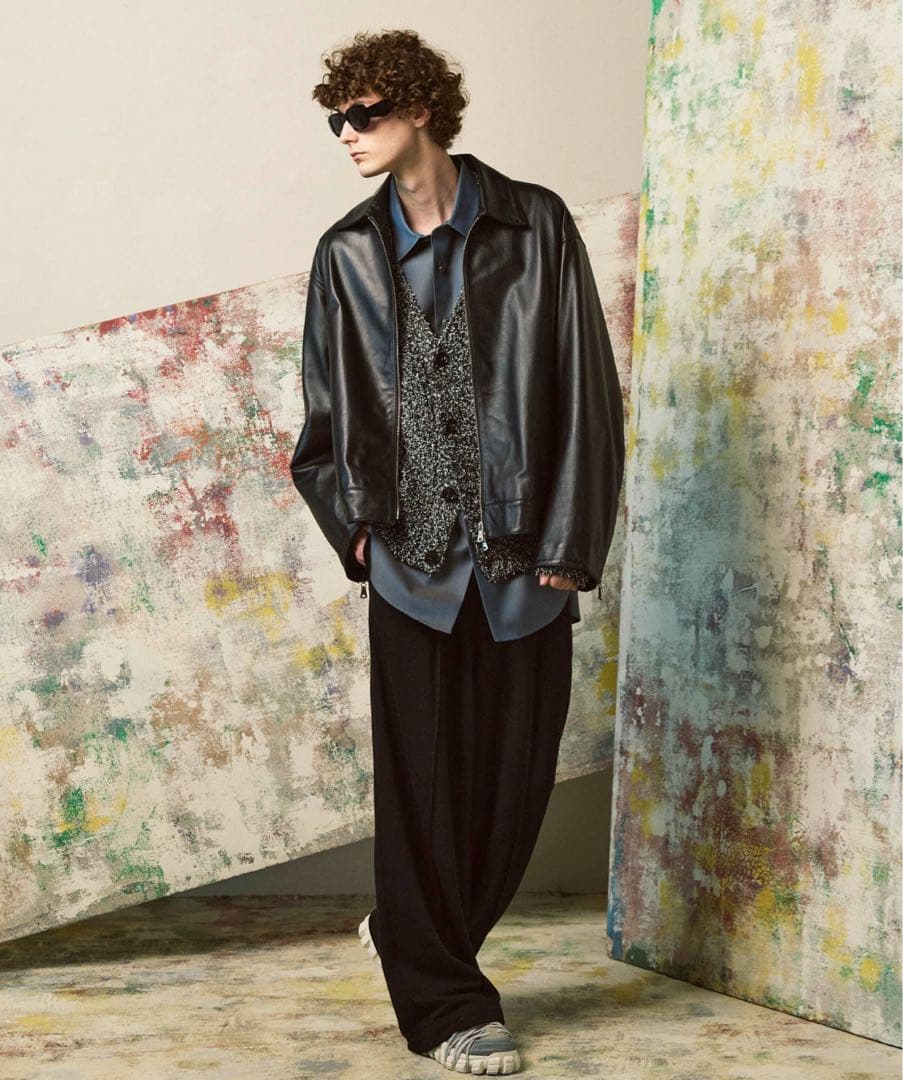 シープレザーシングルライダースジャケット　ブラック