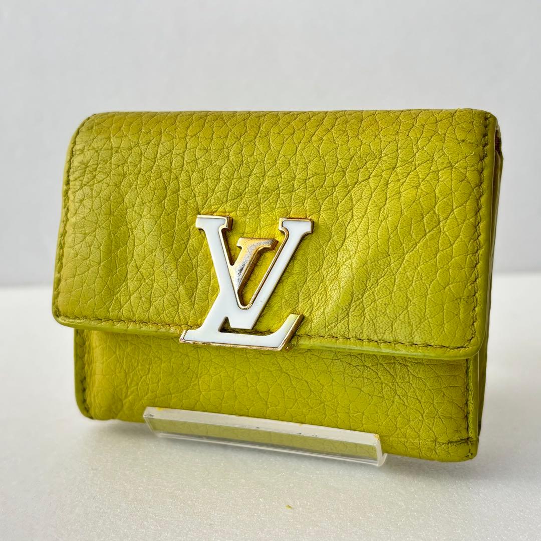 ルイヴィトン 財布　カプシーヌ　三つ折り　ミニウォレット イエロー　黄緑