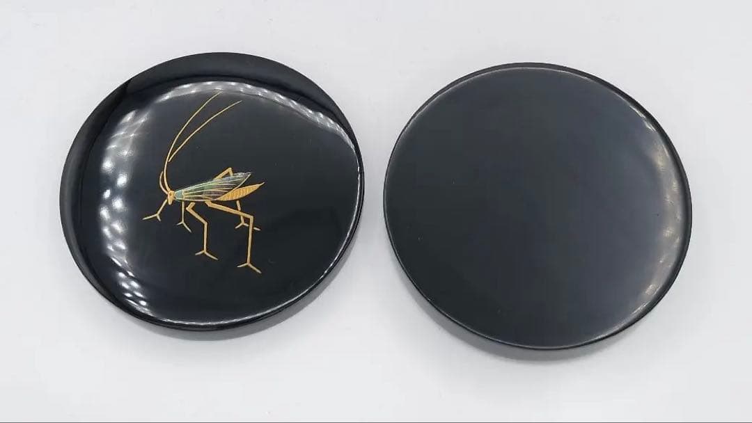 【セール】香合 虫蒔絵 房外 木箱　茶道具 古物