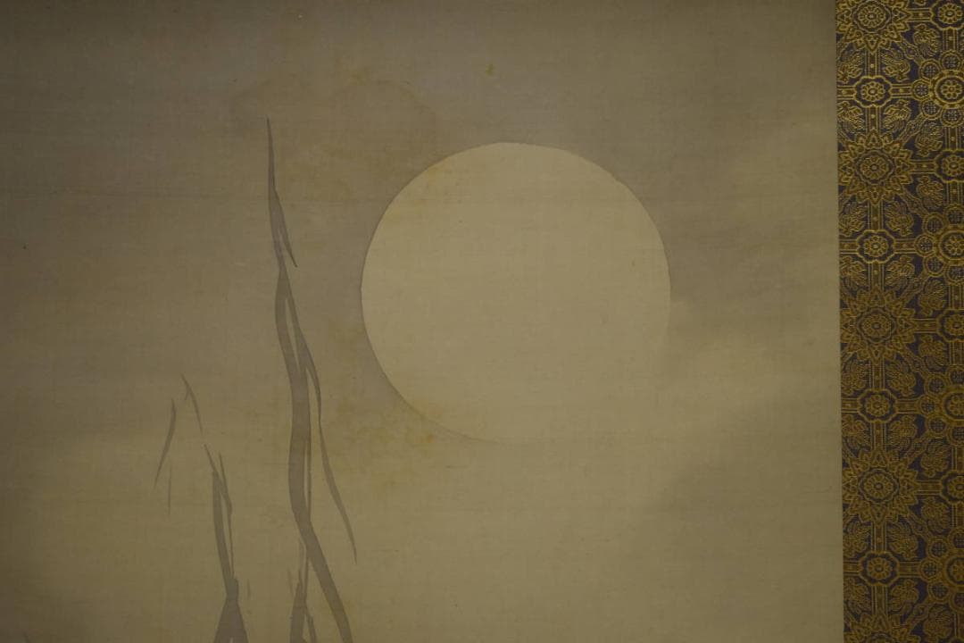 真作/佐々木美山/月下猛虎図/布袋屋掛軸HI-373