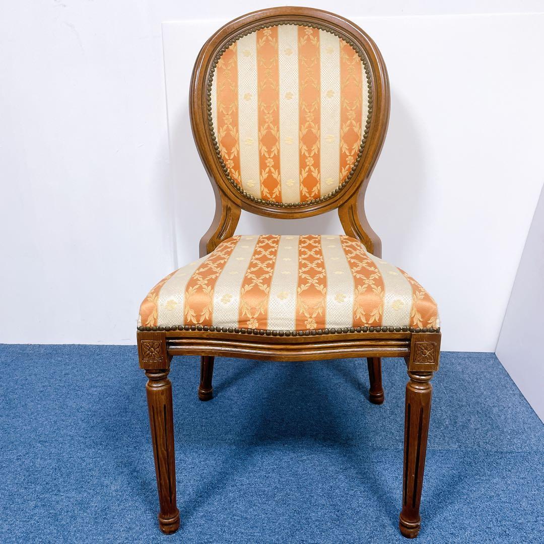 【フランスアンティーク②】ルイ16世様式 華麗ストライプ織物張 メダリオンチェア
