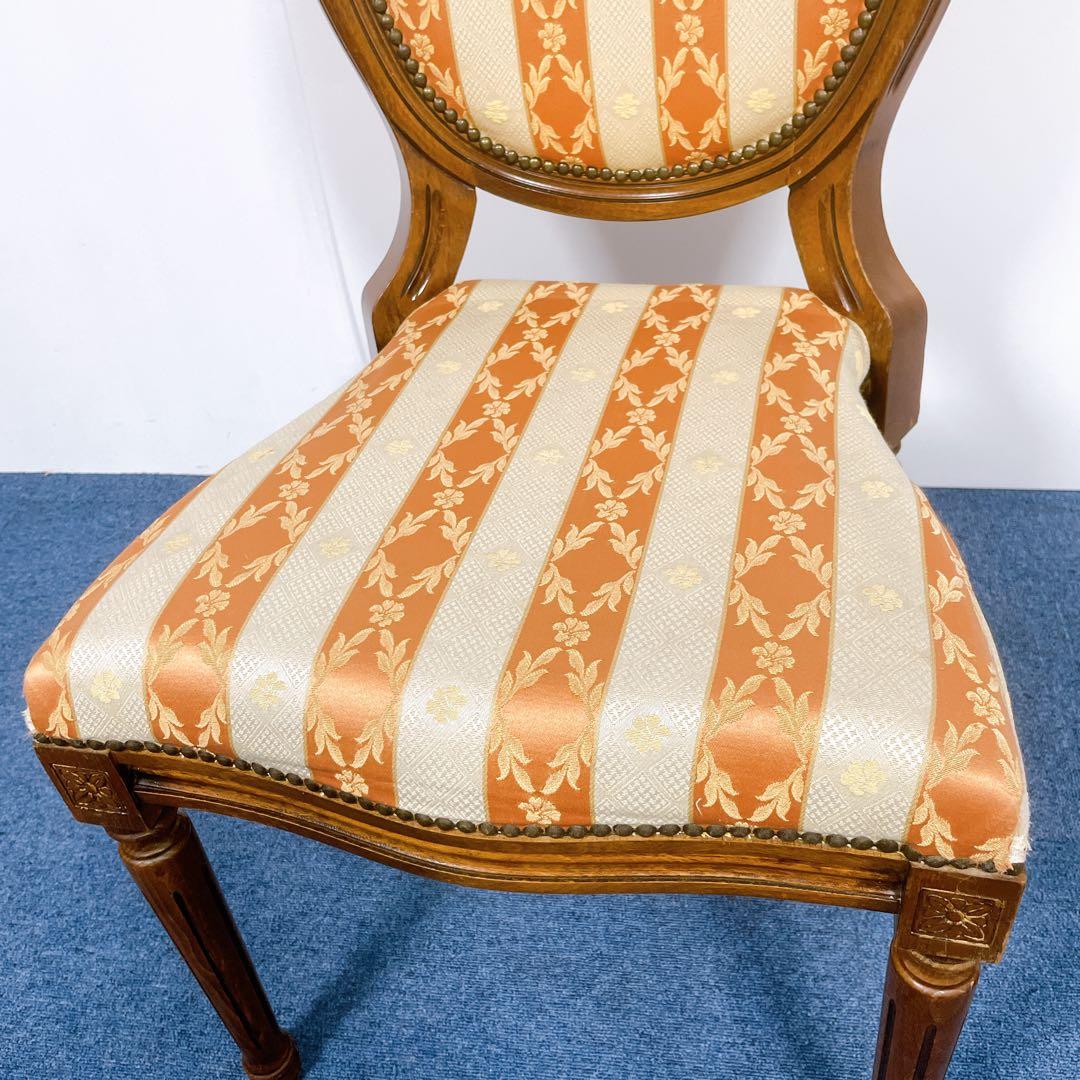 【フランスアンティーク②】ルイ16世様式 華麗ストライプ織物張 メダリオンチェア