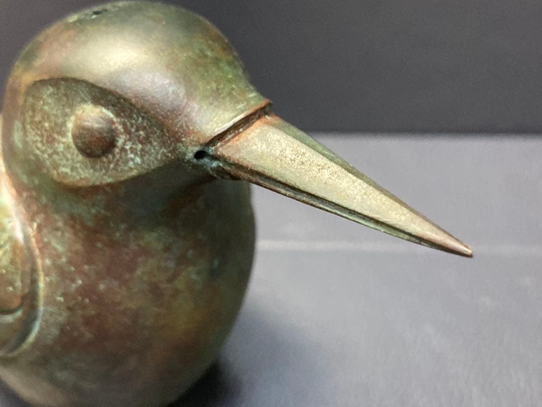 銅器　現代工芸　表勝一作　鳥　かわせみ