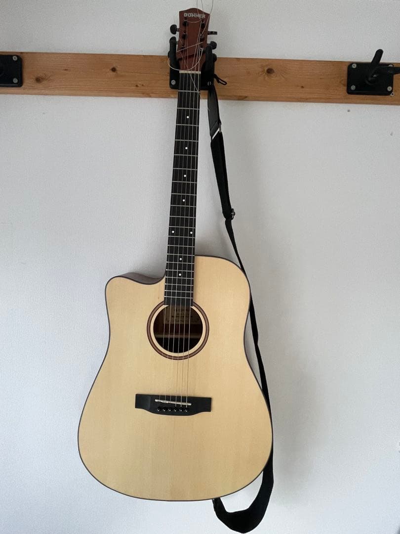 【美品】アコースティックギター 左利きレフトハンド ストラップ ソフトケース付