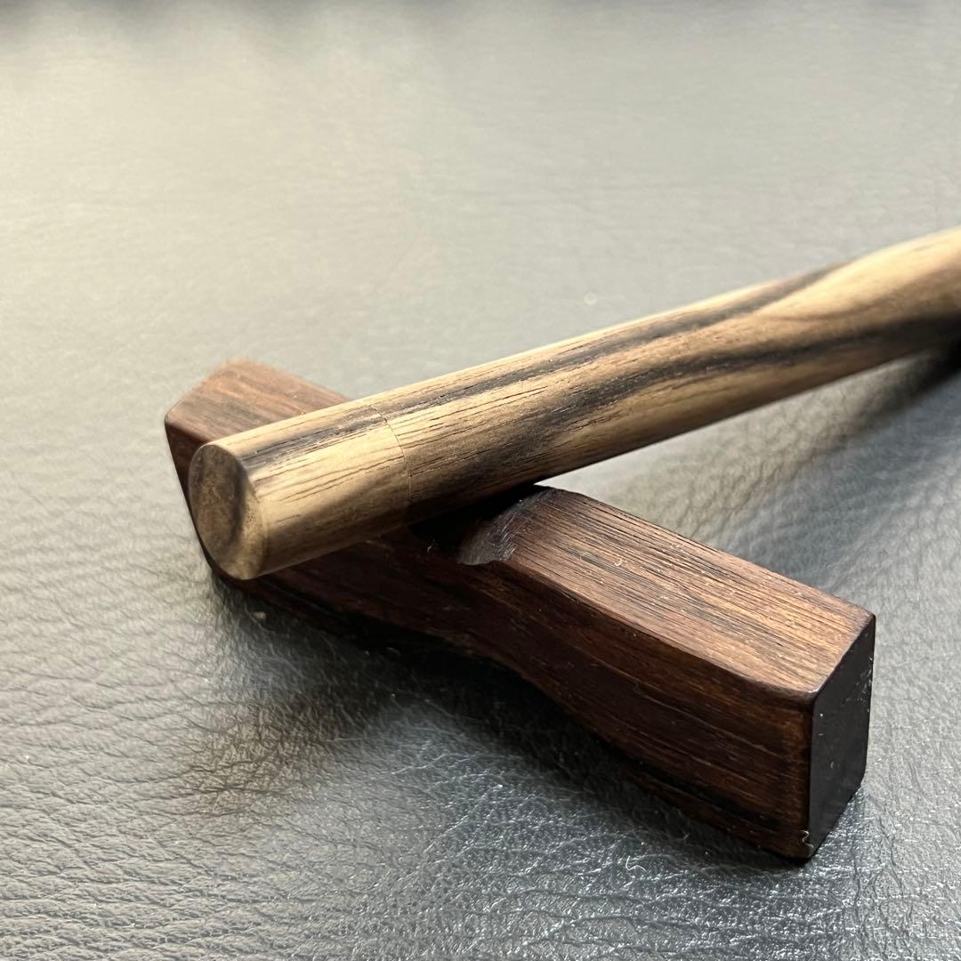 37黒柿墨流し　木製キャップ芯ケース　木目揃え　無塗装