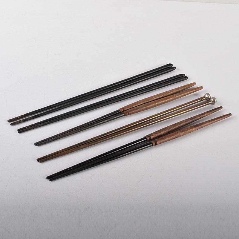 茶道具　銅製2膳　鉄製3膳　火箸　五膳まとめて　箱付　C　8032