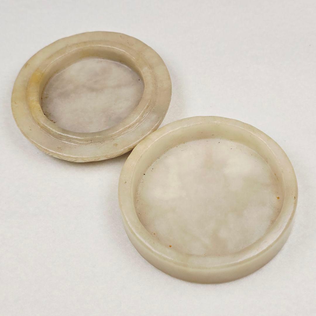 骨董品 茶道具 本物和田白玉 手彫 明清 夔鳳紋 香合 粉合 炉瓶三事 古道具