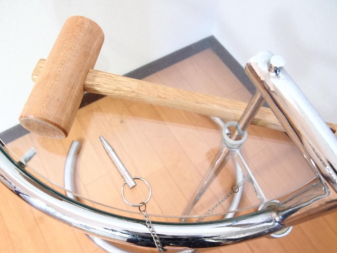 【良品】高さ調節可能 強化ガラス サイドテーブル/丸テーブル/飾り台 モダン家具