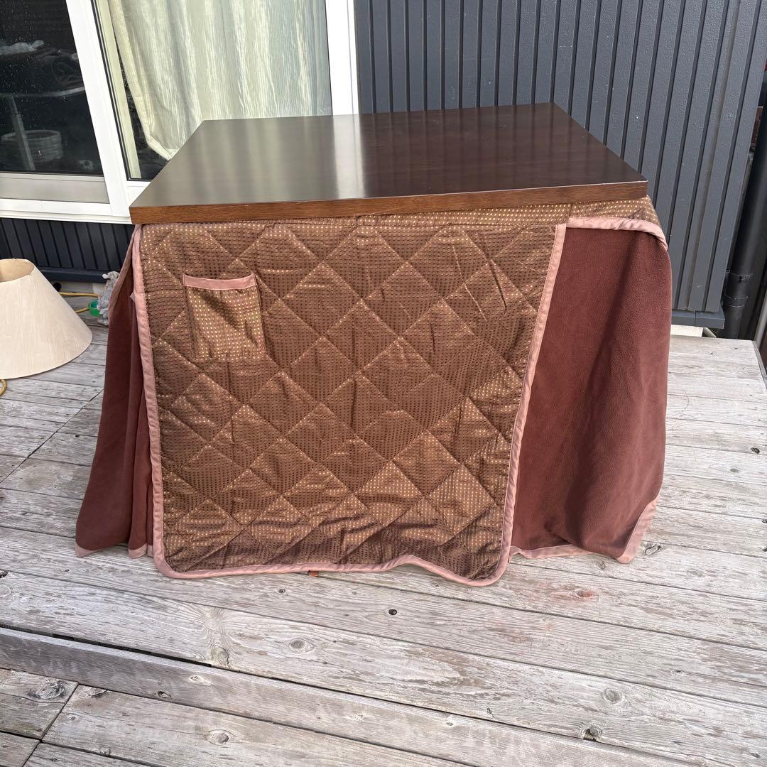 山善 木製 ダイニングコタツテーブル デスクこたつ こたつ布団セット センター