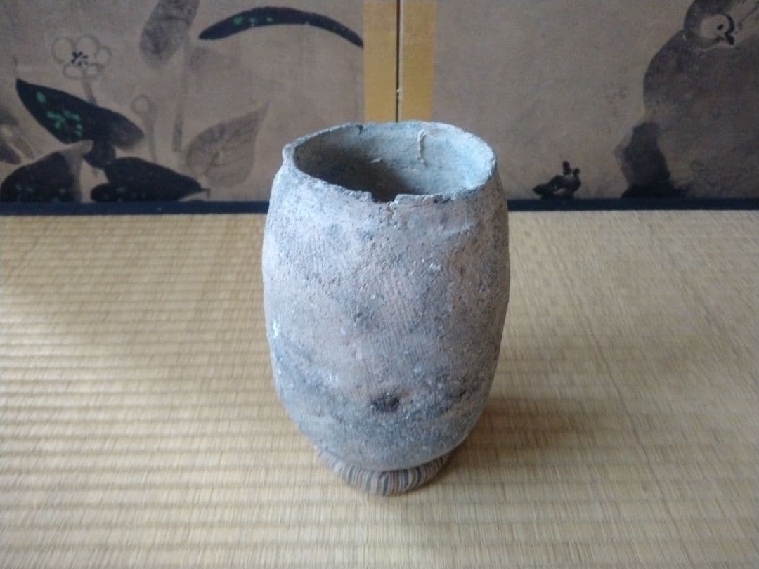 中世頃　櫛目蛸壺　骨董　古美術　茶道具　土器　壺　須恵器　古代　花器　茶道　華道