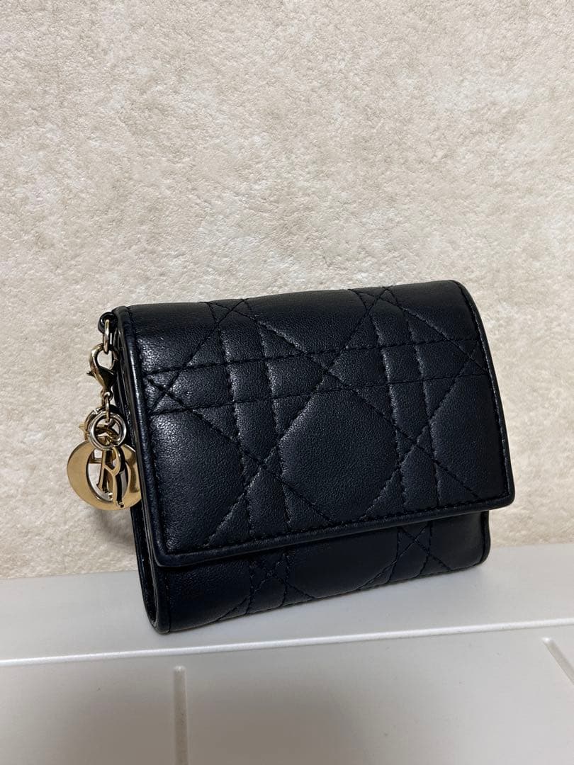 Christian Dior カナージュラムスキン 三つ折り財布