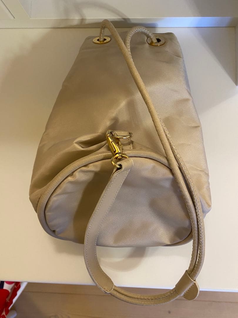 【お値下げ】セリーヌCELINEベージュ ナイロン 巾着型 ショルダーバッグ