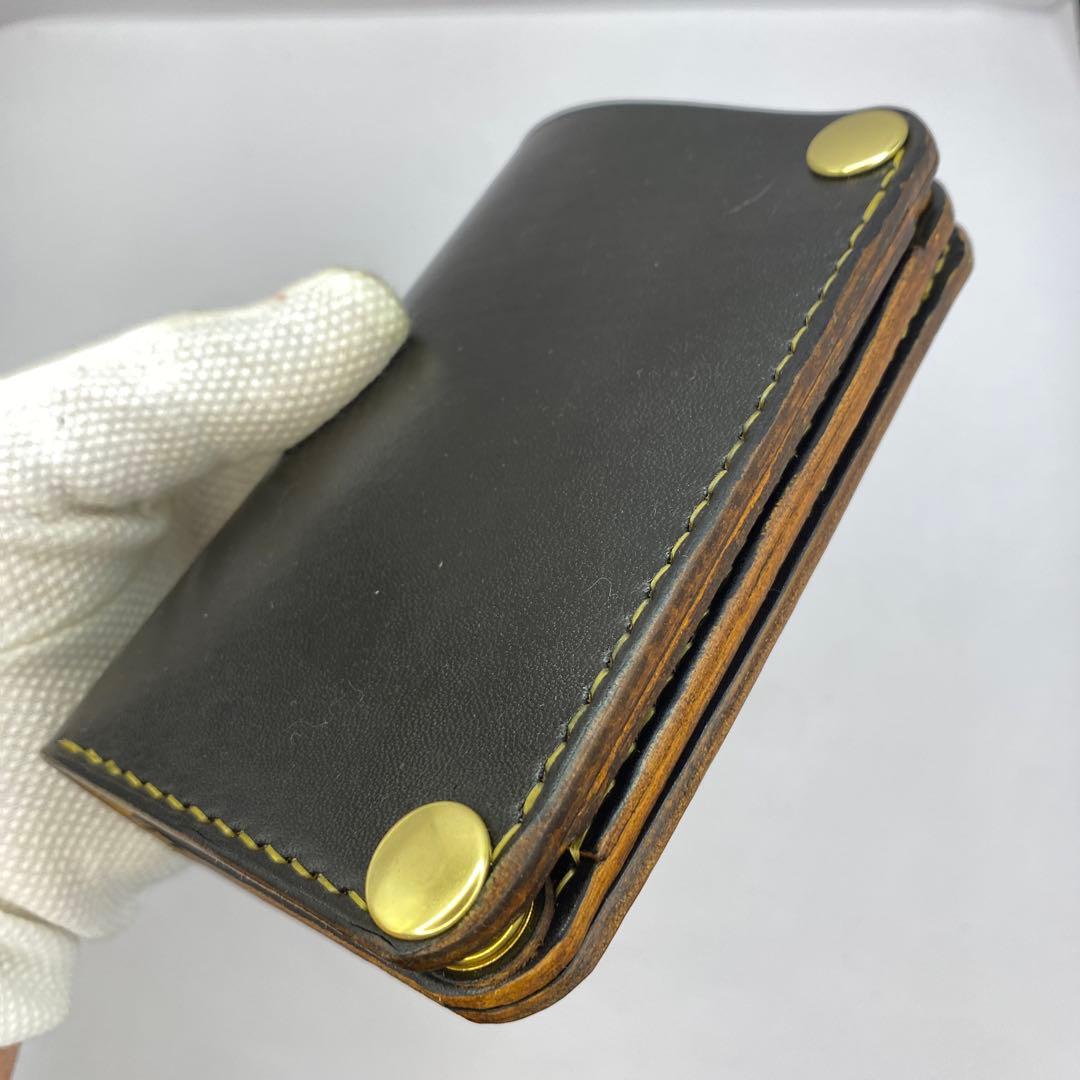 マ*ズ様 オークション 無骨！お札折らずに収納できる無骨な手染めミドルトラッカー