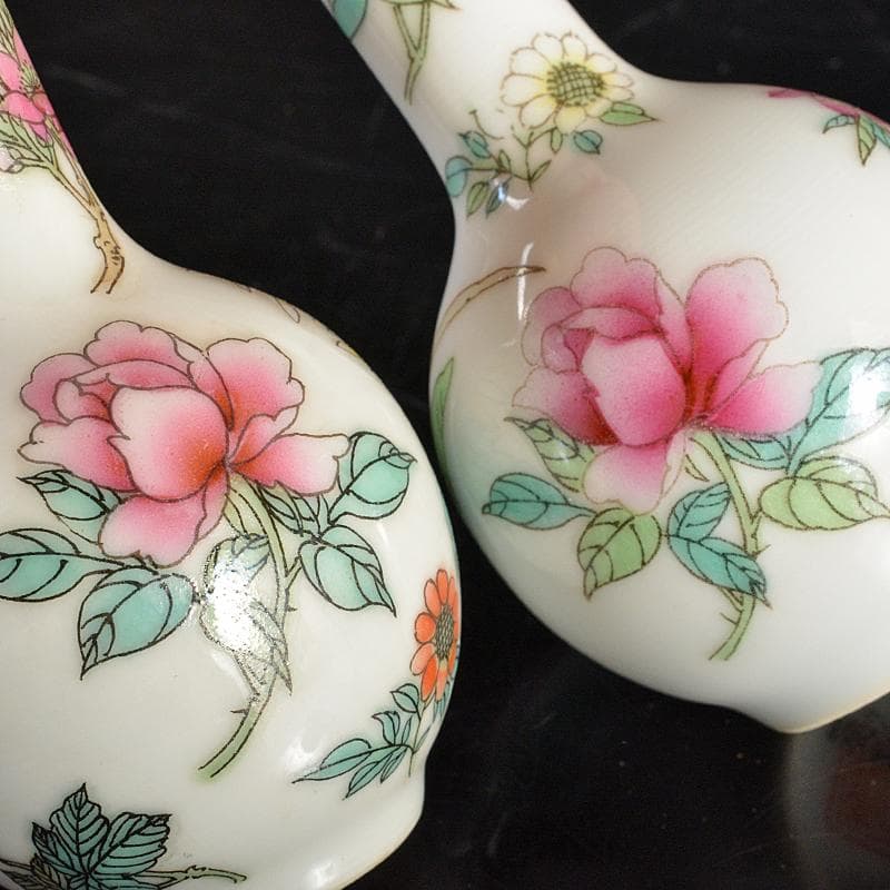 中国　中国景徳鎮款　粉彩　花文　小瓶　2点まとめて　V　R6648