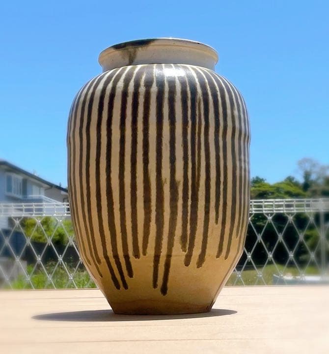 信楽焼 すだれ茶壺 すいか壺 骨董アンティーク