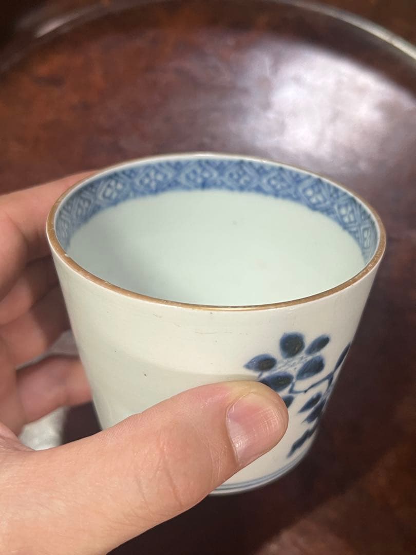 古伊万里　蕎麦猪口　あじさい　鶯　ウグイス　梅　紫陽花　民藝　そば猪口事典掲載