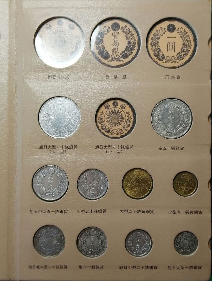 明治以降硬貨種類別ホルダー。