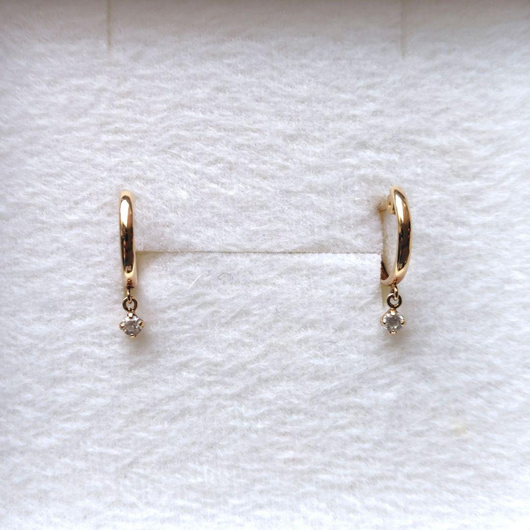 TAKE-UP 揺れるキュービックフープピアス K10YG ジルコニア