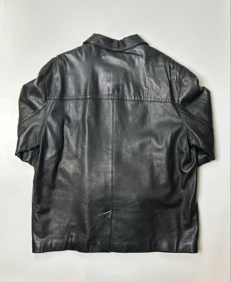 GUESS ブラック　レザー　シングルライダースコートライナー付き　L