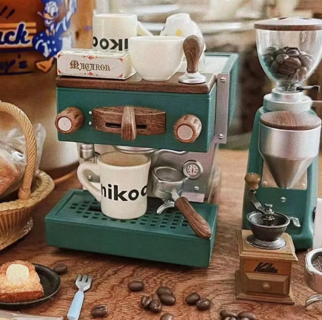 ミニチュア　コーヒーマシン　エスプレッソマシン　グリーン　ドールハウス
