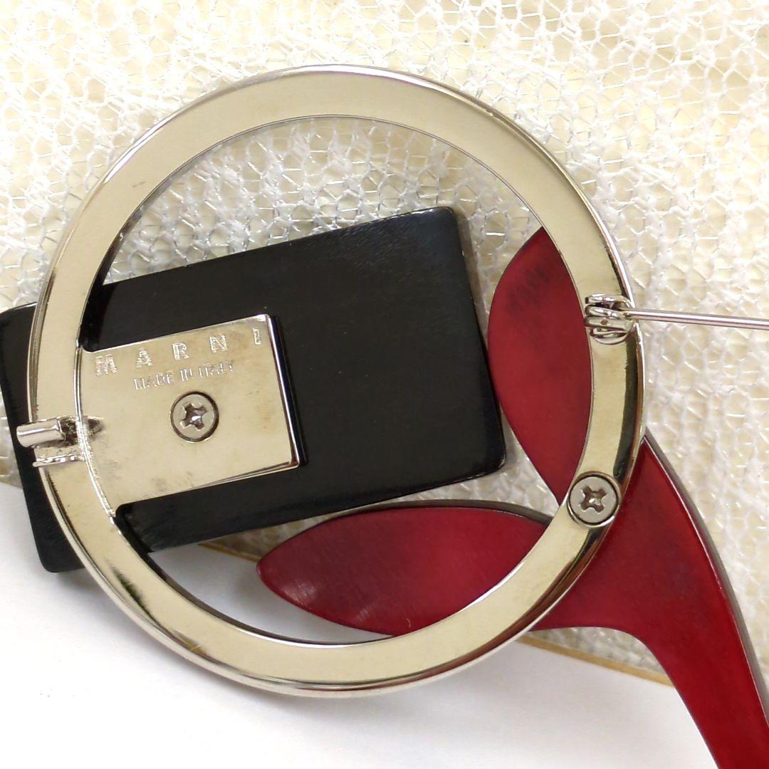 マルニ ブローチ レッド ブラック ブラウン シルバーカラー イタリア製