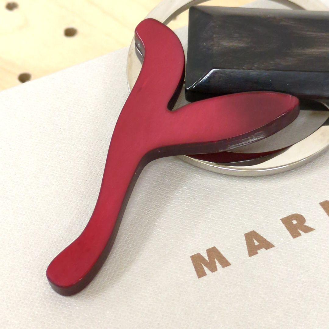 マルニ ブローチ レッド ブラック ブラウン シルバーカラー イタリア製