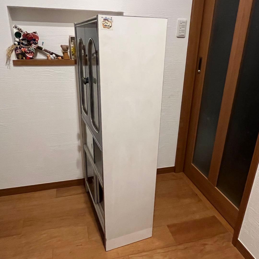 昭和レトロ 食器棚 アーチ 緑 白 当時物 ビンテージ カップボード キッチン