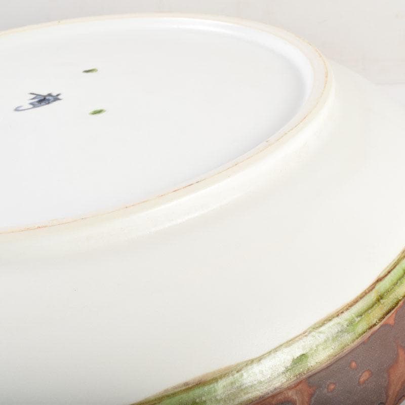 伝統工芸　豊福誠作　色絵　椿文　大鉢　共箱　V　8984A