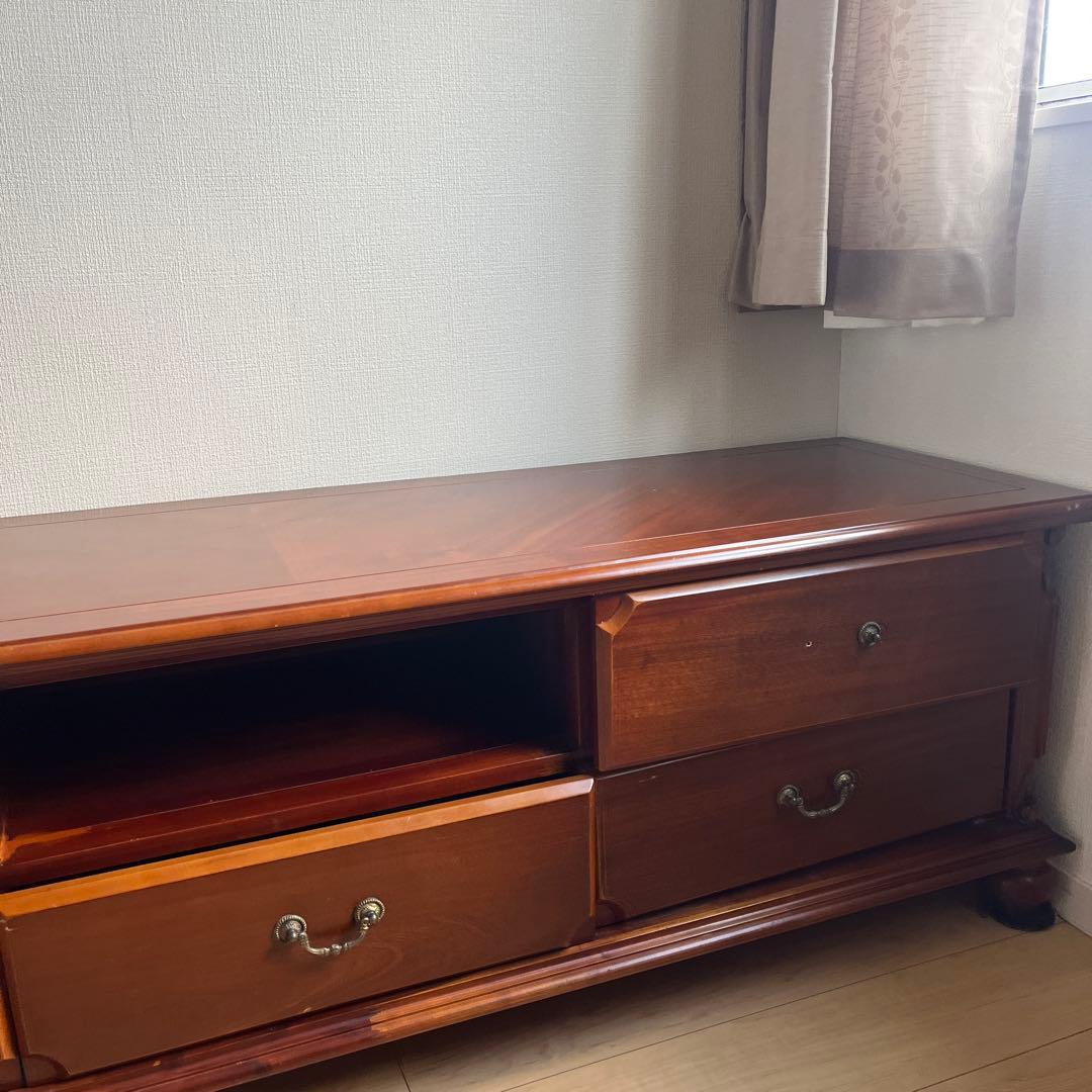 木製テレビ台 ダークブラウン 4引き出し