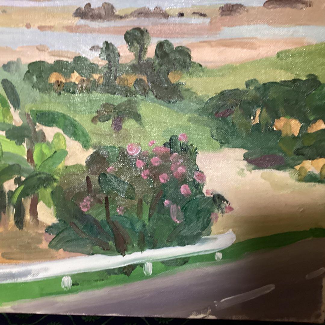 油彩画【　風景画　】　肉筆　山下清　キャンバス　八幡学園寄贈品　　模写　 即決品