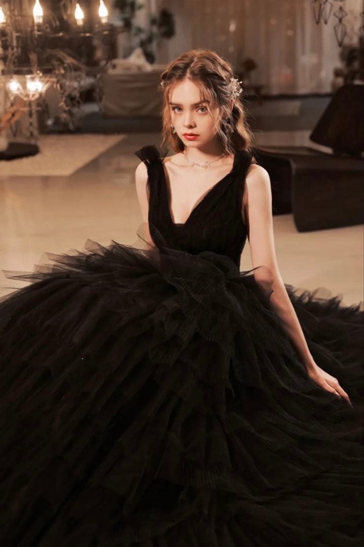 ブラックテウェディングドレス　XS