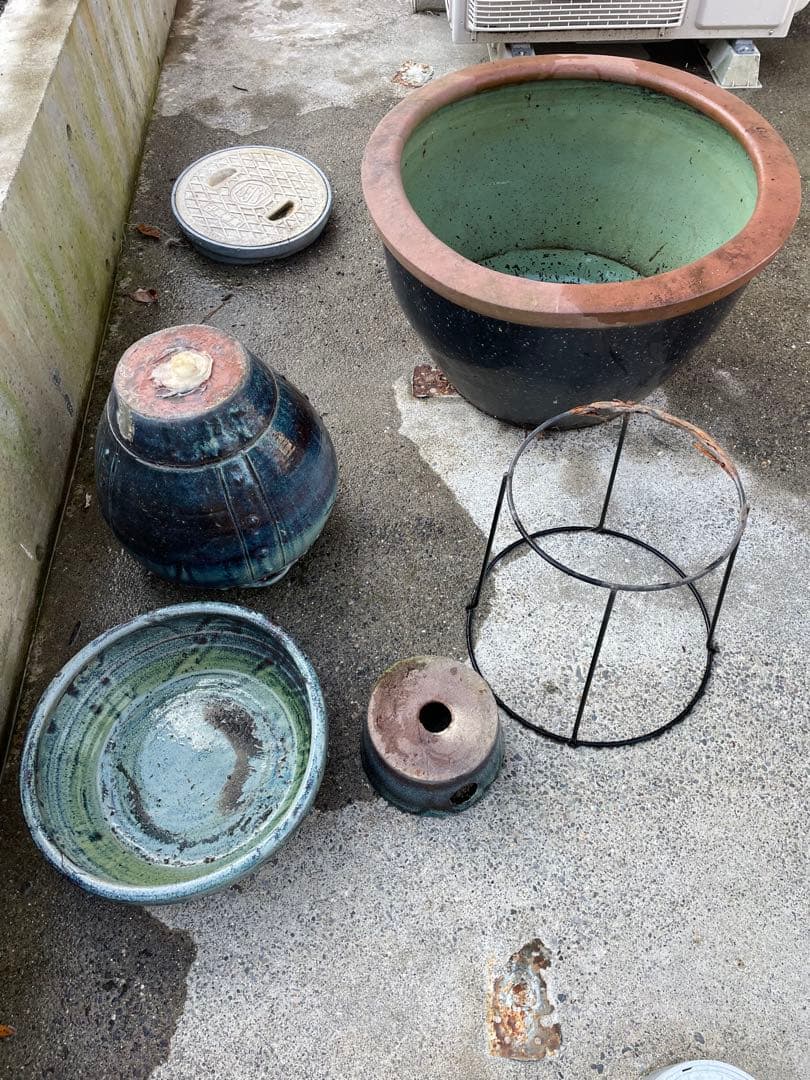 メダカ鉢　蓮子鉢　オブジェ　ガーデニング　大型　　引き取りor相談