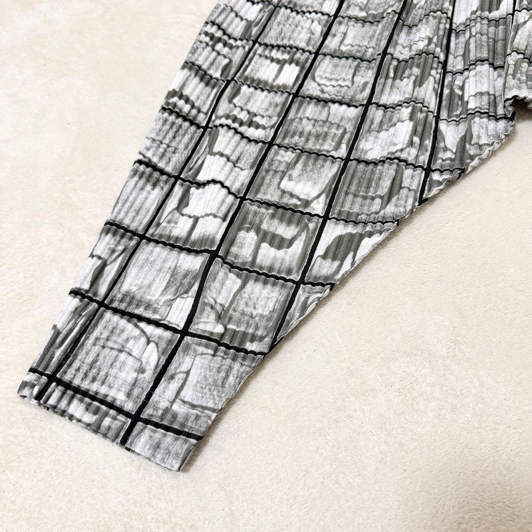 極美品✨HOMME PLISSE 総柄　プリーツ　サルエルパンツ　グレー