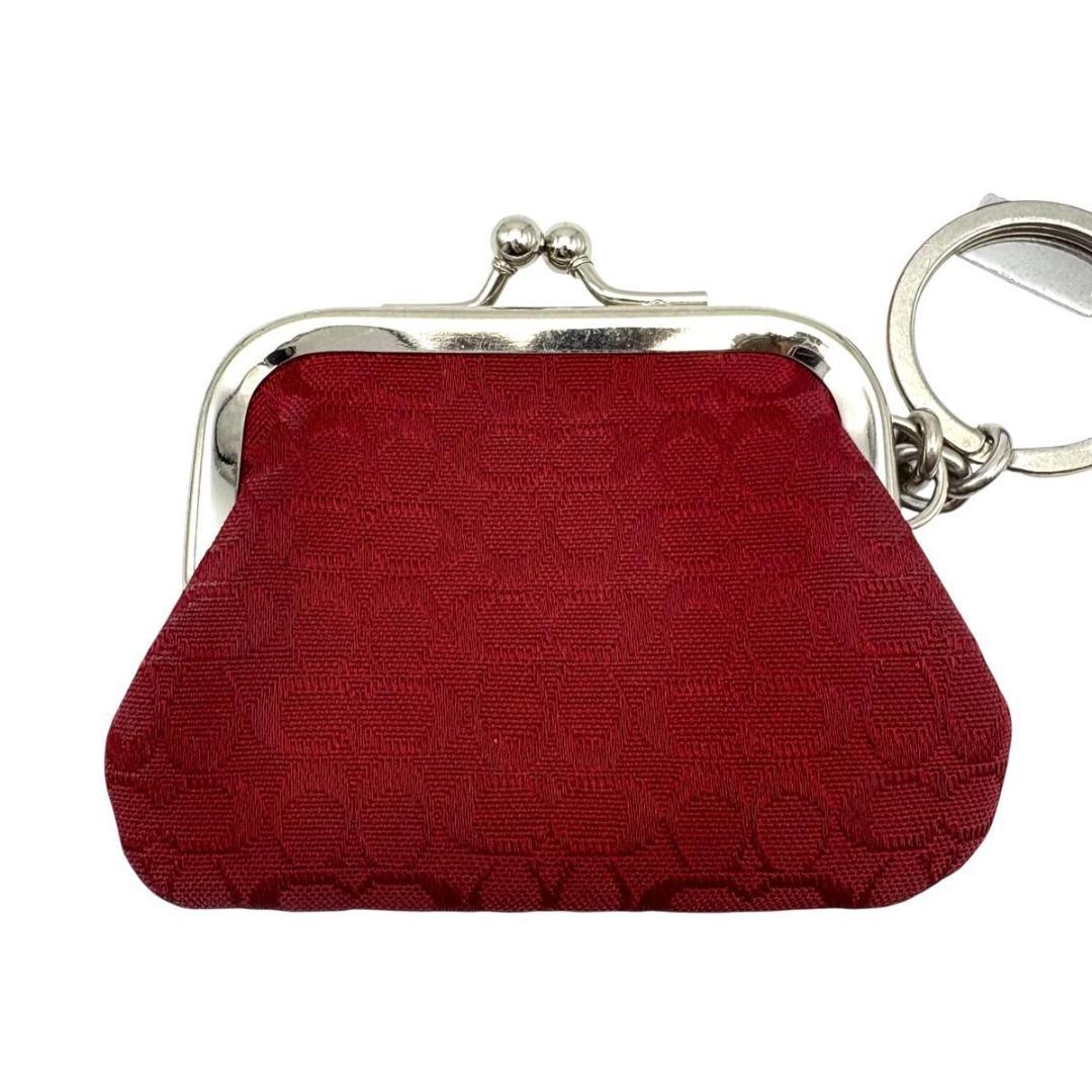 コーチ がま口 ケース　小銭入れ　シグネチャー キーリング　レッド