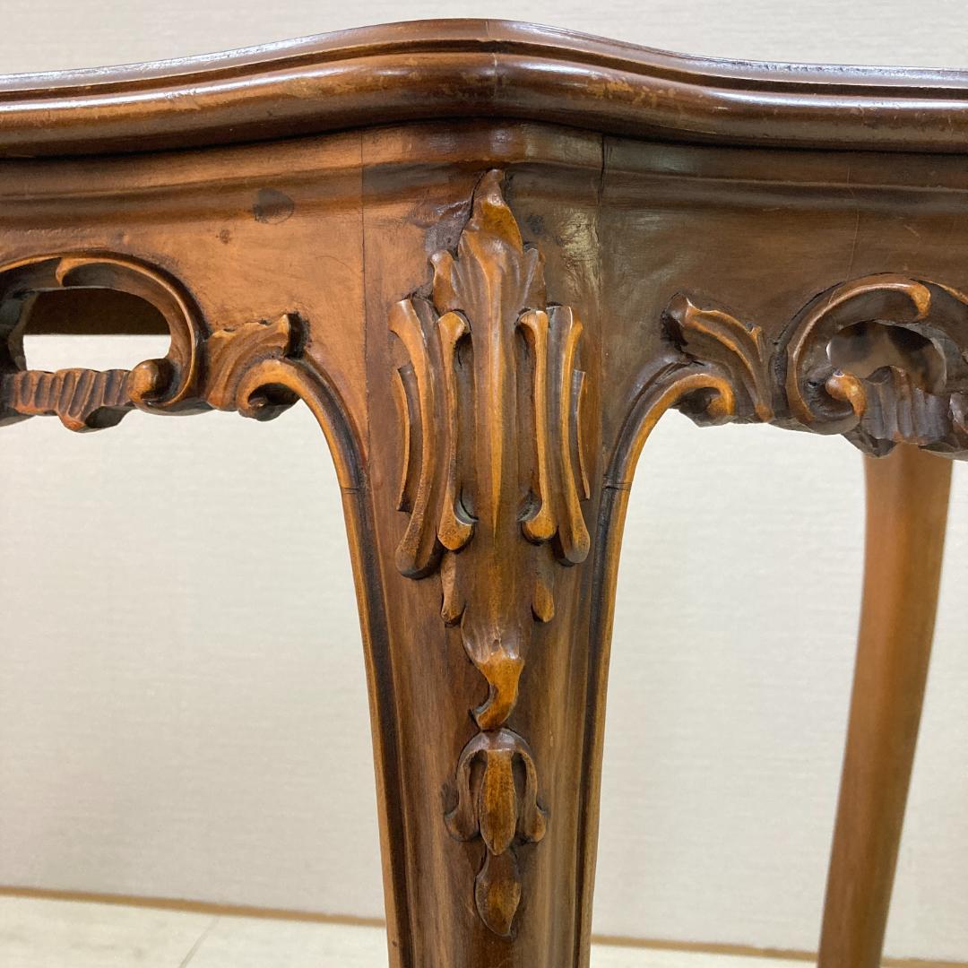 アンティーク　コンソールテーブル　猫脚　彫刻